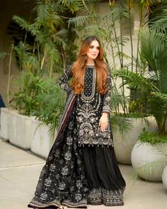 Top de Diseñador de Moda India para Mujer con Pantalones Palazzo y Dupatta para Eventos de Boda - Product Image 1