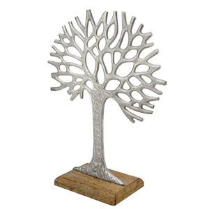 La Escultura Moderna de árbol de la vida de aluminio pulido más vendida en Base de madera de mango para decoración de hogar y oficina a un precio de fábrica - Product Image 1
