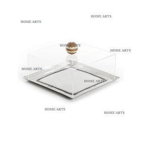 Bandeja de Hierro de Calidad Fantástica para Servir Postres con Tapa de Acrílico, Juego de 2 Bandejas de Diferentes Tamaños para Servir Alimentos en Venta - Product Image 4