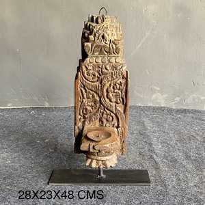 Corbeille murale en bois massif vintage indien, sculptée à la main, durable, décoration murale architecturale, style rustique antique, intérieur de maison, assortiment 1 - Product Image 5