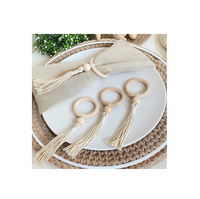 Holz Servietten ring Neue gewebte Schnur Servietten schnalle mit Boho Quaste Pastoral Style Holz perle für Party Hochzeit verwenden