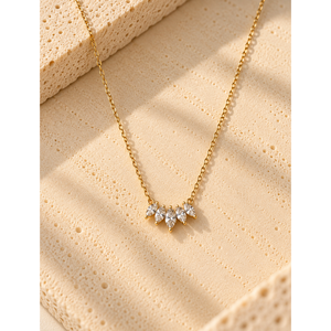 Marquise <b>Fan</b> Layered Fashion <b>Necklace</b> - Product Image 3