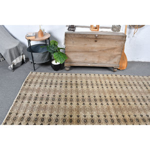 พรมขนสัตว์ตุรกีสีเบจ4.2 x 7.7ft คลาสสิกดีไซน์แบบเย็บปะติดปะต่อกันสำหรับเข้าห้องนั่งเล่นห้องนอนห้องโถงรูปสี่เหลี่ยมผืนผ้าทำจากน้ำยาง - Product Image 2