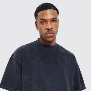 Streetwear Distressed <b>Vintage</b> Acid Wash T-shirt Custom Logo Embroidery Graphic Washed T Shirts Oversize Men Washed <b>Tshirt</b> - Product Image 3