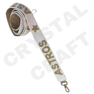 Thee I Love Heart Correas de bolsa de cuentas de semillas de oro blanco personalizadas 'Hook Em Horns' Accesorio de moda Correa de monedero con cuentas - Product Image 2