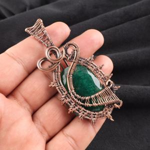 Sakota Mines <b>Emerald</b> Fashion <b>Pendant</b> Charm Oval Cut Gemstone Silver Plated Copper Wire Wrapped For Wedding Anniversary Gift - Product Image 2