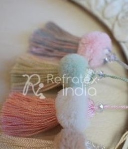 ACRYLIC BLUE and CREAM TASSEL T1090 for HAND BAG <b>Bulk</b> Supplier and Manufacture <b>by</b> Refratex India Made in India for Bast Quality - Product Image 5