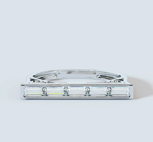 Bague en grappe de diamants de laboratoire écologique en or massif 10 carats taille émeraude baguette pour mariage bague de fiançailles en diamant de laboratoire - Product Image 6