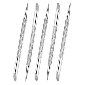 Herramientas de manicura de acero inoxidable de doble punta: empujador y removedor de cutículas con cabeza biselada circular, herramientas de punteado de uñas y tijeras para cutículas - Product Image 6