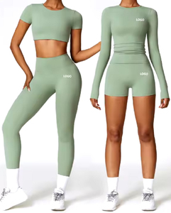New Workout Sets for Women 2 Piece Yoga Wears Set Workout Outfits High Waist Yoga Leggings Long Sleeve - Product Image 1