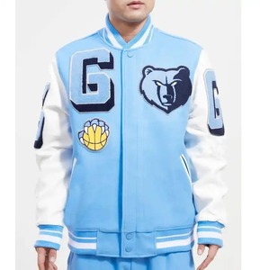 Parche bordado personalizado para hombre, chaquetas universitarias, manga de cuero, cuerpo de lana, logotipo personalizado, chaqueta universitaria de béisbol para hombre - Product Image 4