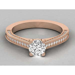 แหวนหมั้นทองคำ 14K ประดับเพชรเม็ดเดี่ยวทรงกลมสำหรับผู้หญิง - Product Image 6
