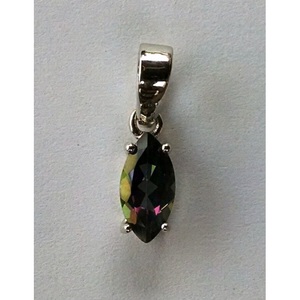 Shah Gems 925 Sterling Silver <b>Pendant</b> Natural Mystic Quartz Women's Marquise <b>Emerald</b> Cut Diamond Gold Rose Gold Number Pattern - Product Image 1