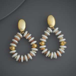 Party Hoop <b>Earrings</b> Religious Copper & Brass Butterfly <b>Earrings</b> Gold Plated Pearl <b>Diamond</b> Zircon & Zinc Alloy - Product Image 2