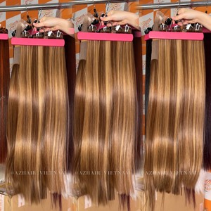 Gran oferta 32 pulgadas de longitud completa 100% extensiones de cabello humano crudo varios colores un donante cutícula alineado hueso recto máquina Wef - Product Image 6