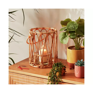 Lanterne en rotin 100% naturel fait à la main de qualité supérieure, porte-bougie, lueur confortable, décoration de la maison, fabriquée au Vietnam - Product Image 2