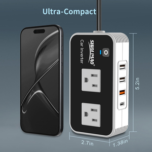 Ngoài trời cắm trại du lịch <span class=keywords><strong>200W</strong></span> xe biến tần máy tính xách tay Car Charger Adapter DC 12V để AC 110V sửa đổi Sine Wave xe <span class=keywords><strong>Power</strong></span> <span class=keywords><strong>Inverter</strong></span> - Product Image 2