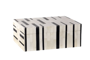 Accents d'os indiens faits à la main pour la décoration intérieure Stripe Line Black and White Hut Shape Bone Box Trending in United States of America - Product Image 4
