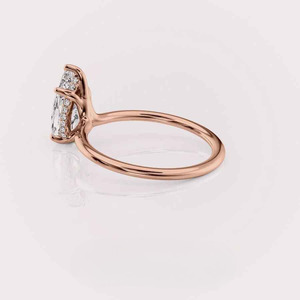 IGI Certified Pear Cut Lab Grown Diamond Hidden Halo Engagement & Wedding <b>Ring</b> in 9K Rose / White & Yellow Gold - Product Image 3