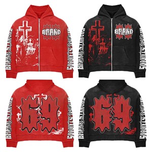 Custom <b>Black</b> Streetwear <b>Zip</b> <b>Up</b> <b>Hoodie</b> Graphic Print Bold Design Heavyweight Fleece Oversized Fit Premium Urban Fashion Jacket - Product Image 1
