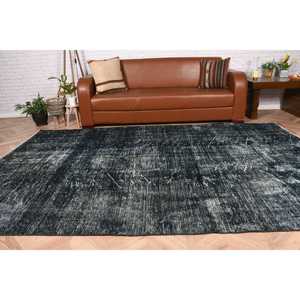 Grand tapis turc de 6,1 x 9,6 pieds, tapis vintage, tapis en laine noir et blanc à motifs floraux - Product Image 3