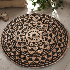 Tapis rond en jute tressé fait main de couleur naturelle de haute qualité au design moderne, très vendu, pour pique-nique - Product Image 1