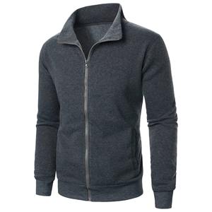 <b>Men's</b> Casual Sports Zipper Stand Collar Hoodie Coat <b>Men's</b> Solid Color <b>Cardigan</b> - Product Image 6
