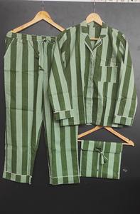 Conjunto de pijamas con estampado de rayas de algodón indio, ropa de dormir suave para mujer, traje de pijama de verano de algodón puro - Product Image 5