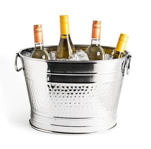 Cubo de hielo de doble pared de acero inoxidable martillado clásico para artículos de Bar y botella de vino Cubo de hielo de champán con asa - Product Image 5