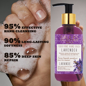 สบู่เหลวล้างมือกลิ่นลาเวนเดอร์ สูตรอ่อนโยน ดูแลสุขอนามัย ทำความสะอาดได้อย่างมั่นใจ เป็นมิตรต่อผิว ผลิตภัณฑ์สำหรับแบรนด์ส่วนตัว รับผลิตแบบ OEM จำหน่ายส่ง - Product Image 1