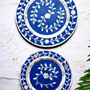 Plaque de charge incrustée d'os de bois Design Qualité exclusive Forme ronde Show Under Plate - Product Image 1