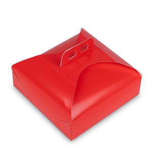 Boîte à gâteaux en carton étiré pure cellulose GC2 avec finition rouge à l'extérieur et finition naturelle blanche à l'intérieur. - Product Image 2