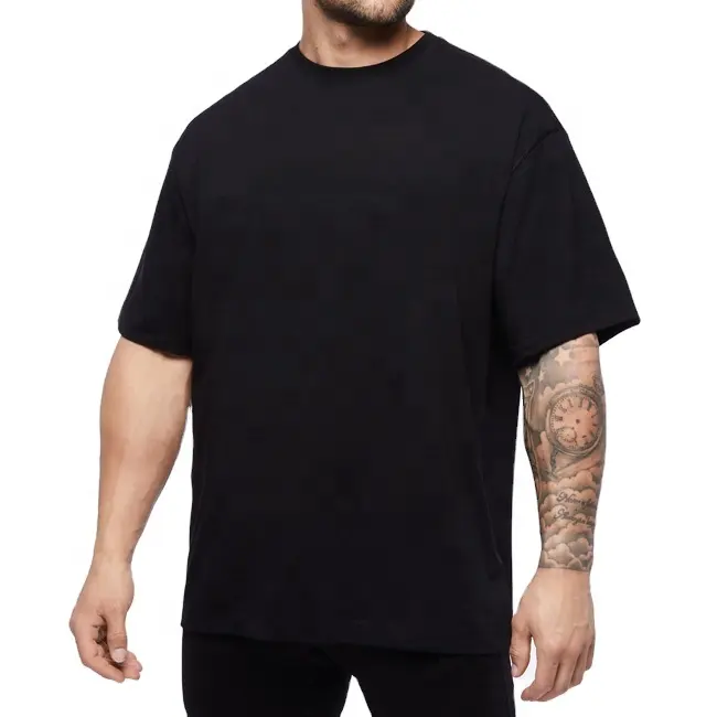 Drop Sholder Heavyweight Plain Oversized Tshirt Printing Embroidery Custom Blank 100% Cotton Seamless Men T Shirt