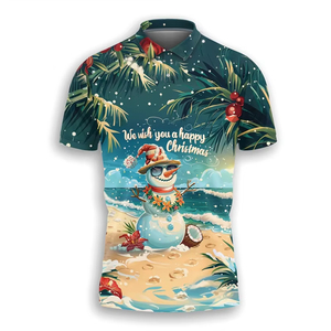 Prêt à expédier mode coton T-shirt de Noël pour hommes chemise hawaïenne automne hiver noël 3D imprimé chemises de Noël - Product Image 3