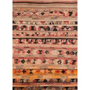 Alfombra de Lana Anudada a Mano Nuray, Diseño Geométrico Abstracto Rojo Naranja, Rectangular, para Hogar, Entrada o Pasillo, 9x12 - Product Image 1