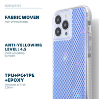Accessoires mobiles de concepteur personnalisé transparent 12 coque de téléphone bleue Finewoven pour Iphone 15 14 13 Pro Max
