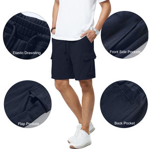 Pantalones cortos Cargo largos de longitud media para hombre, pantalones cortos de trabajo ligeros y duraderos, cintura elástica de algodón, ajuste holgado con múltiples bolsillos - Product Image 6