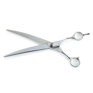 Tijera de aseo para mascotas de acero inoxidable, hoja curva de 7,5 ", pulido de espejo, tornillo ajustable y reposapiés con Funda de cuero con cremallera - Product Image 4