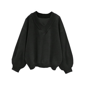 เสื้อถักแบบสวมหัวแขนยาวสำหรับผู้หญิงคอกลมผ้าโพลีเอสเตอร์/ ผ้าฝ้ายบุซับในสำหรับฤดูหนาว - Product Image 1