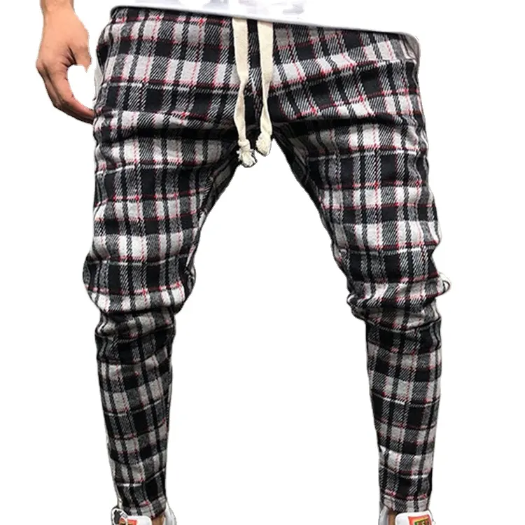 Calça de hip hop com design de logotipo, moda casual, solta, corda de algodão, tapeçada, baggy, para homens