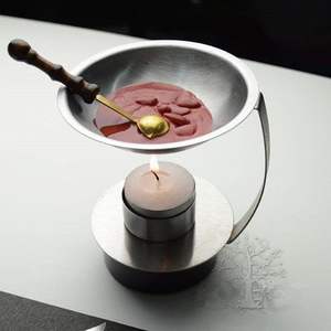 Stainless steel wax melt burner with spoon and tealight <b>candle</b> furnace sealing wax warmer aromatherapy and craft tool - Product Image 2