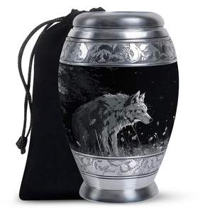 Urnas de lobo salvaje para cenizas de cremación, urna de aluminio hecha a mano para cenizas, lobo de 200 pulgadas cúbicas, urna conmemorativa personalizada - Product Image 5