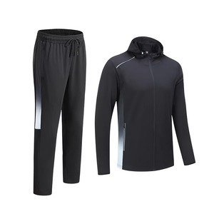 Venta al por mayor Gimnasio Traje de correr Conjuntos cómodos 100% Poliéster Entrenamiento Chándal Chaqueta con cremallera Chándales de los hombres - Product Image 3