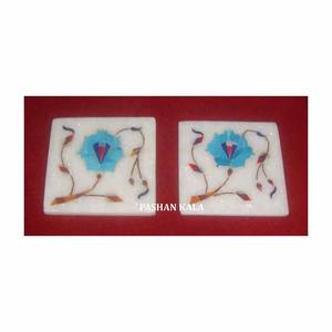 Nuevo diseño increíble y trabajo de arte floral Juego de posavasos con incrustaciones de mármol blanco para decoración de cocina Propósito al mejor precio barato - Product Image 1