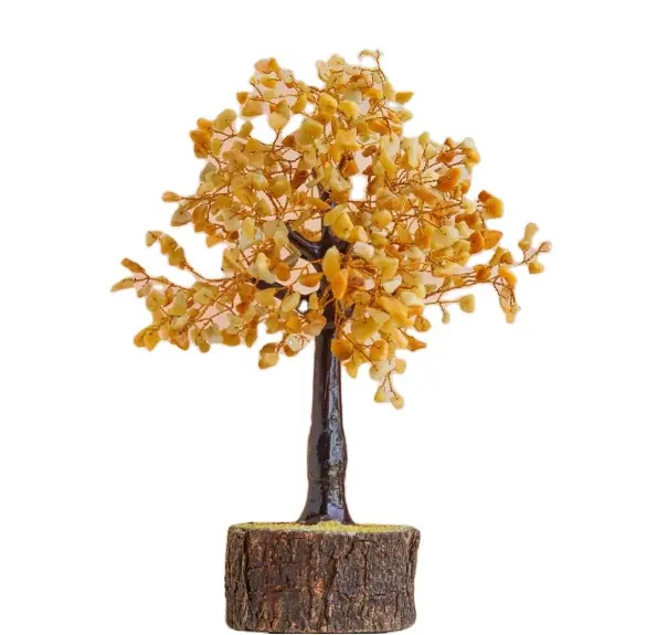 yellow Gemstone Tree Feng Shui Fortune Bonsai Money Tree Healing Crystal Tree Gift for Home Office Decor