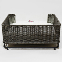 Artex Dong Thap PE mimbre mascota cama elevada gato perro tumbona con marco de metal