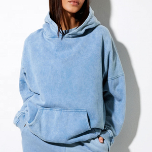 <b>Drop</b> Shoulder Women's <b>Acid</b> Washed Breathable Winter Hooded Custom Logo Oversized Fit Hoodie - Product Image 3