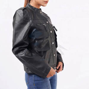 Chaqueta de Cuero Casual Elegante para Mujer de Primera Calidad, Nuevo Estilo Moderno con Cierre y Cuello Alto, Tejido de Algodón de Punto - Product Image 5