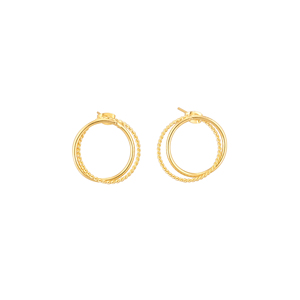 Yellow Gold Plated Brass Stud Earrings Handmade Minimalist Women's Anniversary Gift Jewelry - Product Image 1