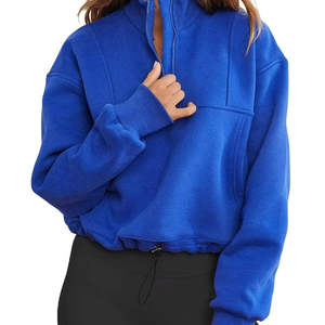 Sudadera con Capucha y Cierre de Cremallera para Mujer, Color Sólido, Manga Larga, Suave, Cálida, Cómoda para Uso Diario, 100% Algodón - Product Image 1